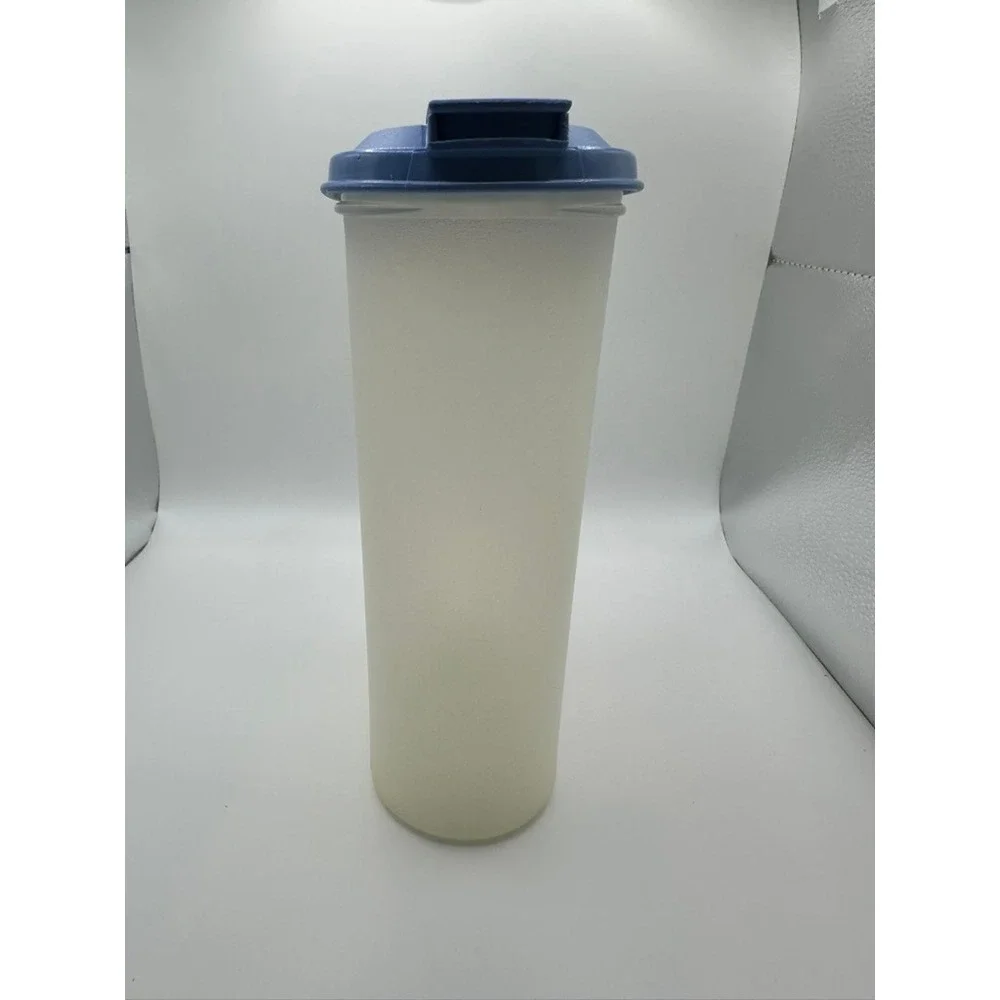 Tupperware Slimline Pitcher 2 Quart Frosted Clear Blue Flip Top Lid‎ 2L Vintage